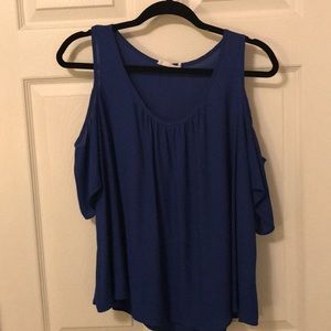Royal blue cold shoulder top